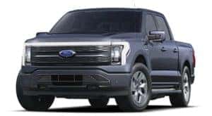 A blue 2022 Ford F-150 Lightning is angled left.