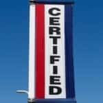 A 'certified' banner is shown at a certified pre-owned vehicle dealer.