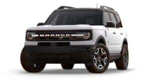 A white 2024 Ford Bronco Sport Outer Banks is angled left.