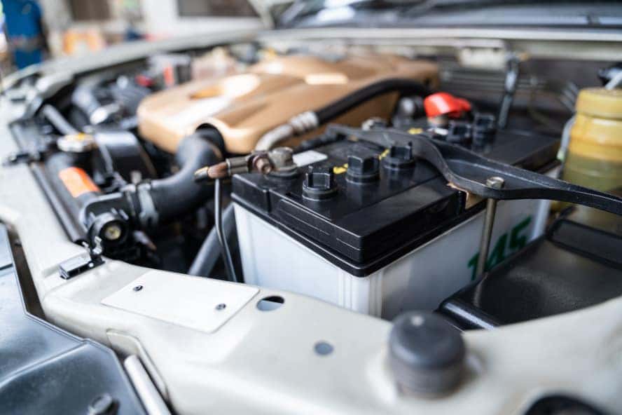 A close up of a car's battery