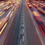 Night time traffic on highway in Kiev city