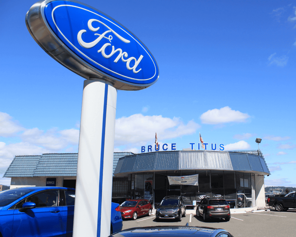 The Port Orchard Ford team in front of the dealership