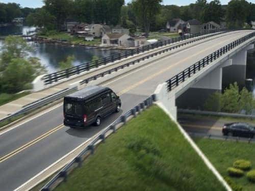 2023 Ford Transit driving on the interstate
