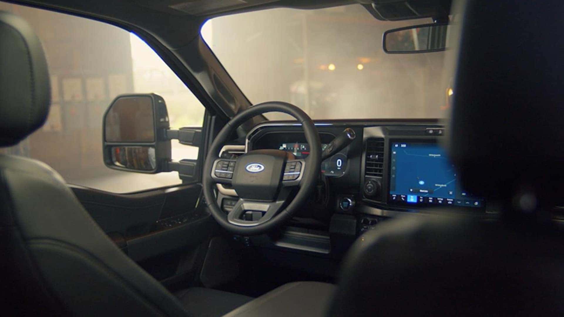 Interior View of Steering Wheel and Screen of 2026 Ford Super Duty