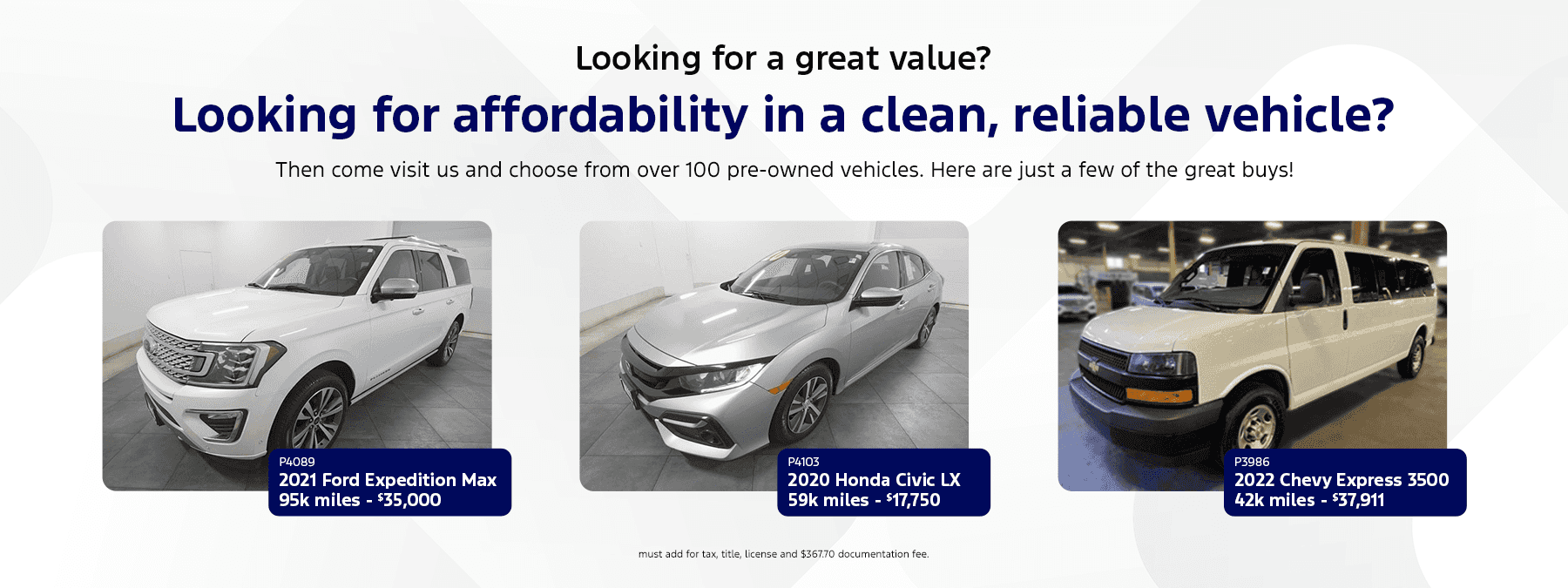 Looking for a great value? Looking for affordability in a clean, reliable vehicle?