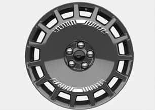 19high-gloss dark carbonized gray wheels with white-printed graphics
