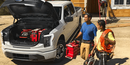 the largest front trunk of any all-electric pickup