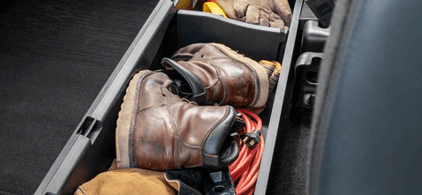 partitioned lockable under-seat storage