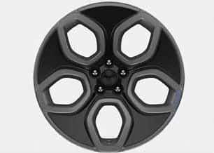 new20carbonized gray wheels with rave blue-printed logo and gloss-black aero cover