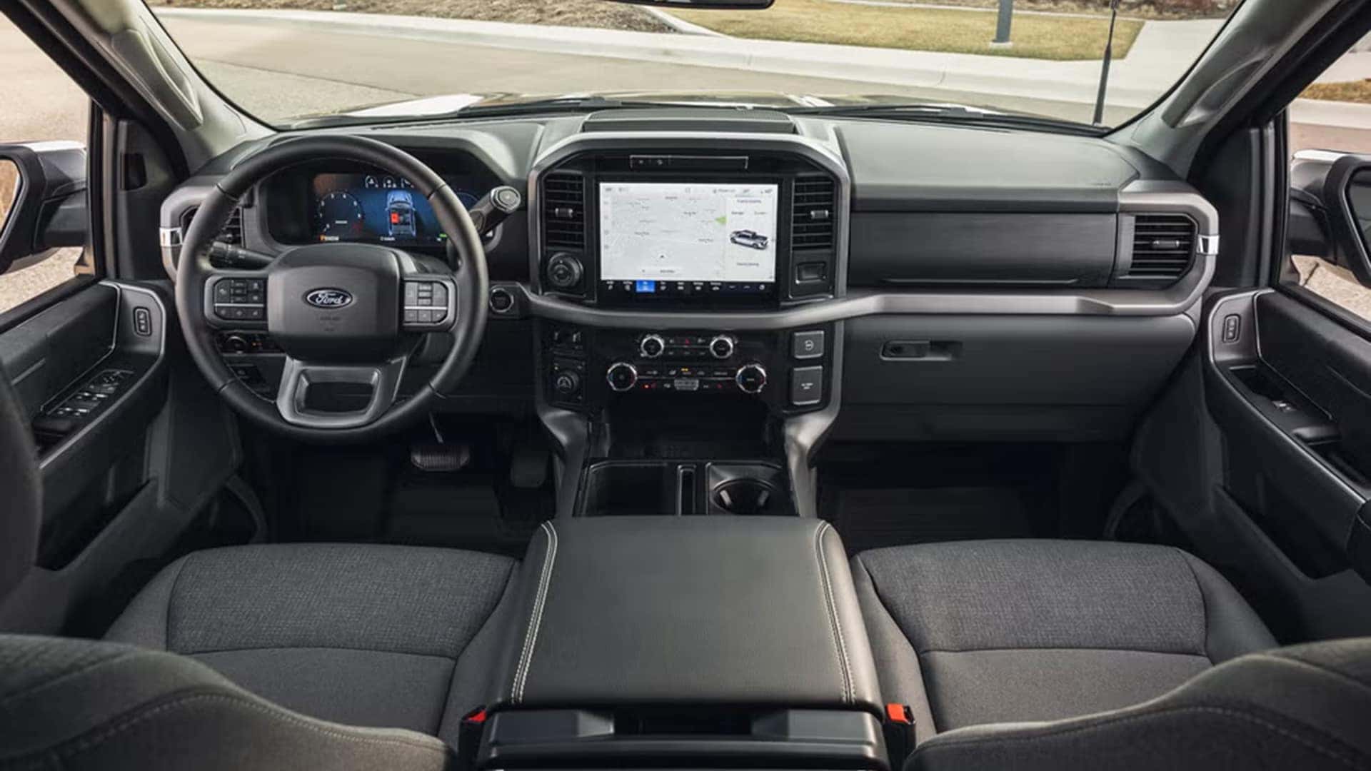 2025 Ford F-150 dashboard with large touchscreen and digital cluster