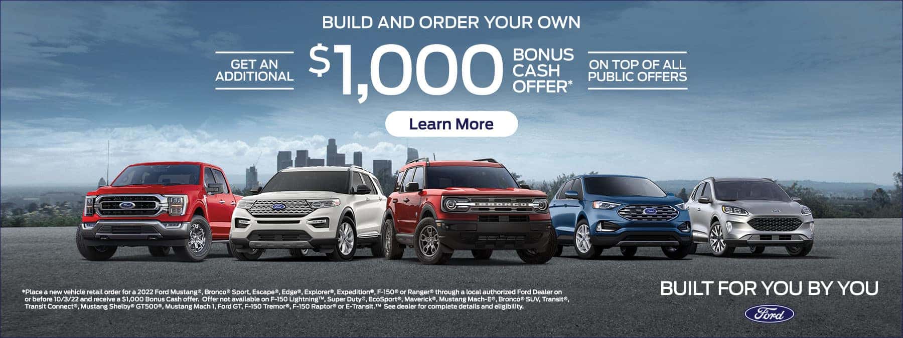 Build and Order a New Ford with $1,000 bonus cash