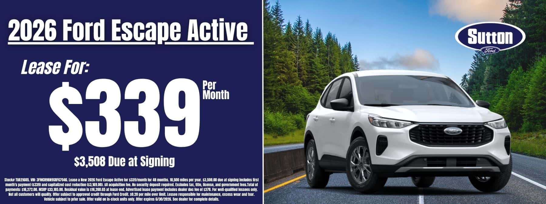 Sutton Ford | 2026 Ford Escape Lease