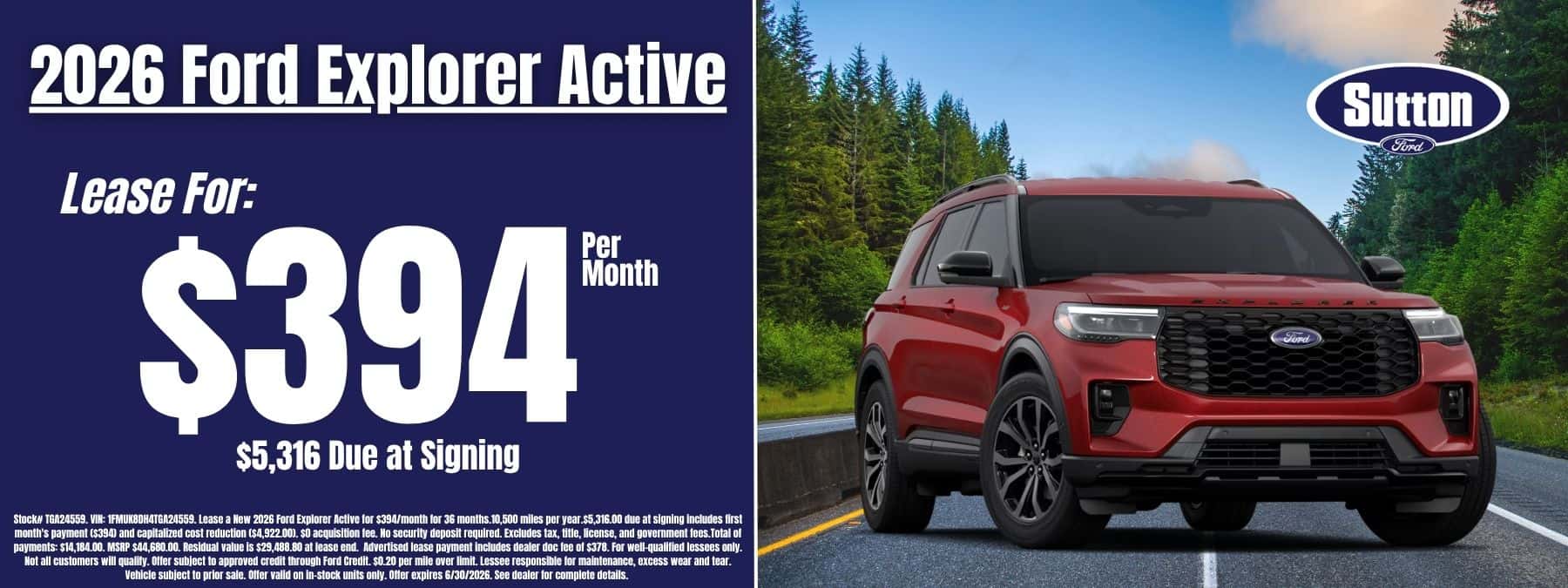 Sutton Ford | 2026 Ford Explorer Lease