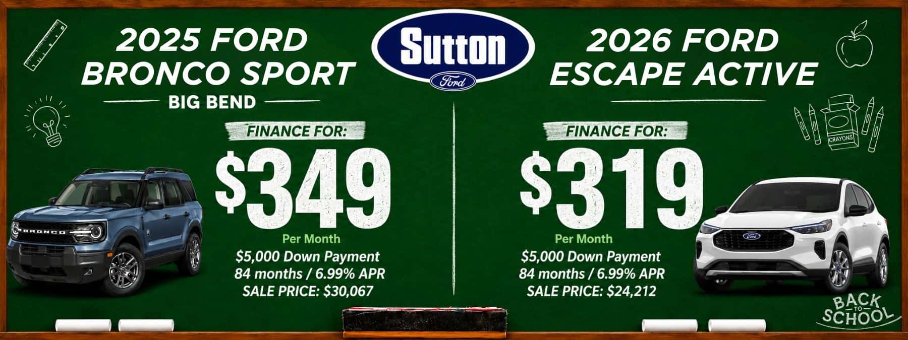 Sutton Ford | 2025 Ford Bronco Sport and 2026 Ford Escape