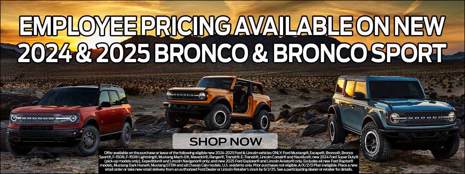 2024 & 2025 Bronco Sport employee pricing