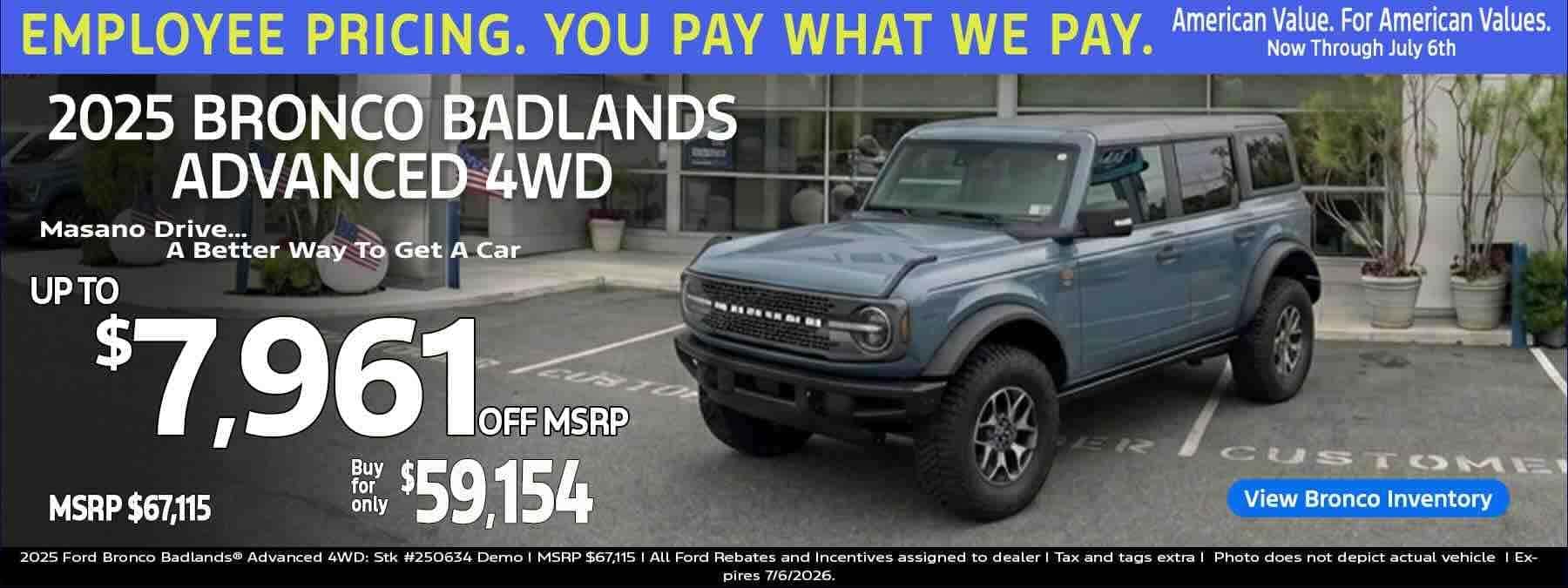 2026 Bronco Badlands Advanced 4WD 4 Door in Berks County, PA at Tom Masano Ford