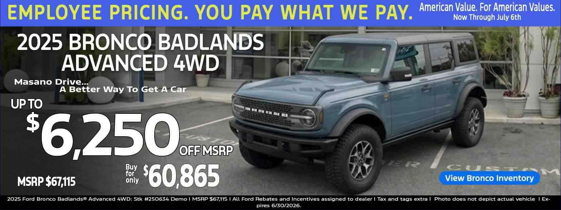 2026 Bronco Badlands Advanced 4WD 4 Door in Berks County, PA at Tom Masano Ford
