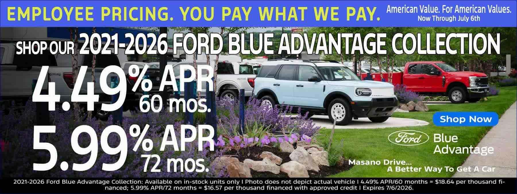 Employee Pricing 2021-2026 Ford Blue Advantage Collection 4.49% APR 60 mo