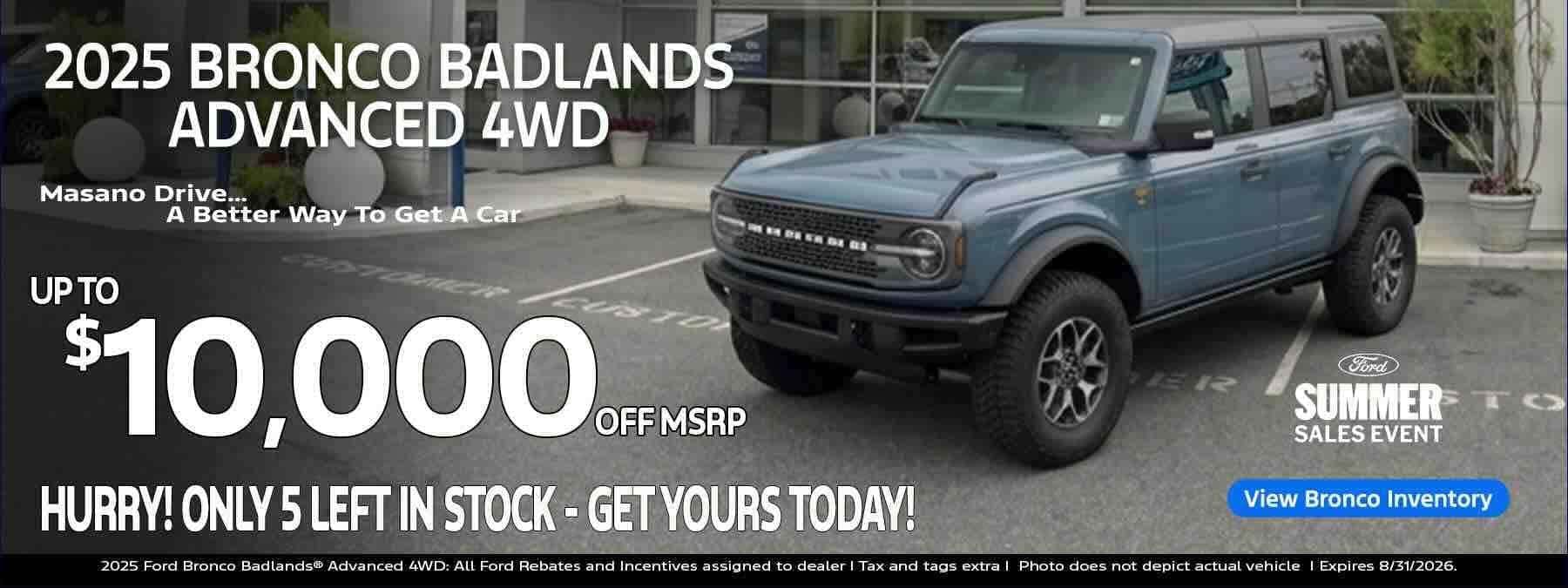 2026 Bronco Badlands Advanced 4WD 4 Door in Berks County, PA at Tom Masano Ford