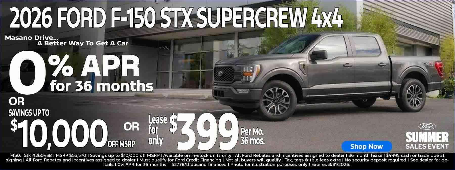2026 Ford F-150 STX Supercrew 4x4 in Berks County, PA 0% APR for 36 months offer