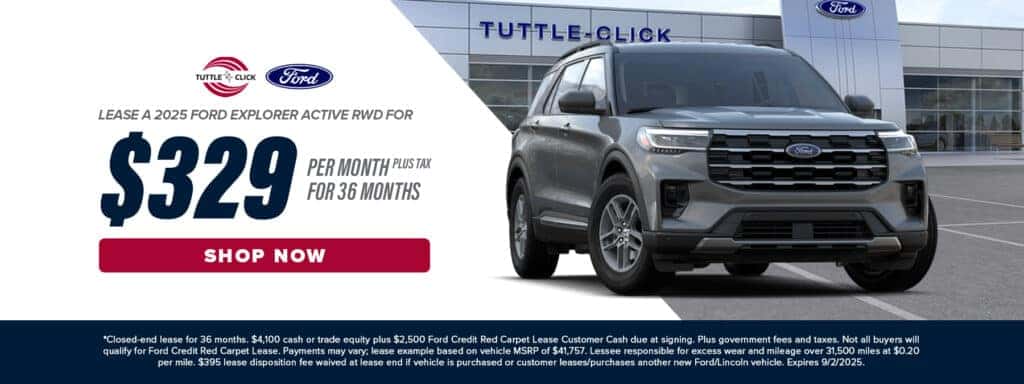 $329/mo lease for 36 months on 2025 Ford Explorer Active FWD
