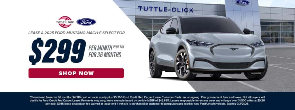 $299/mo lease for 36 months on 2025 Ford Mustang Mach-E Select