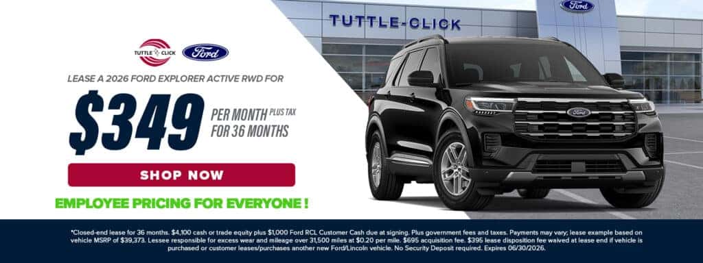Lease A 2026 Ford Explorer Active RWD For $349 per month plus tax for 36 months