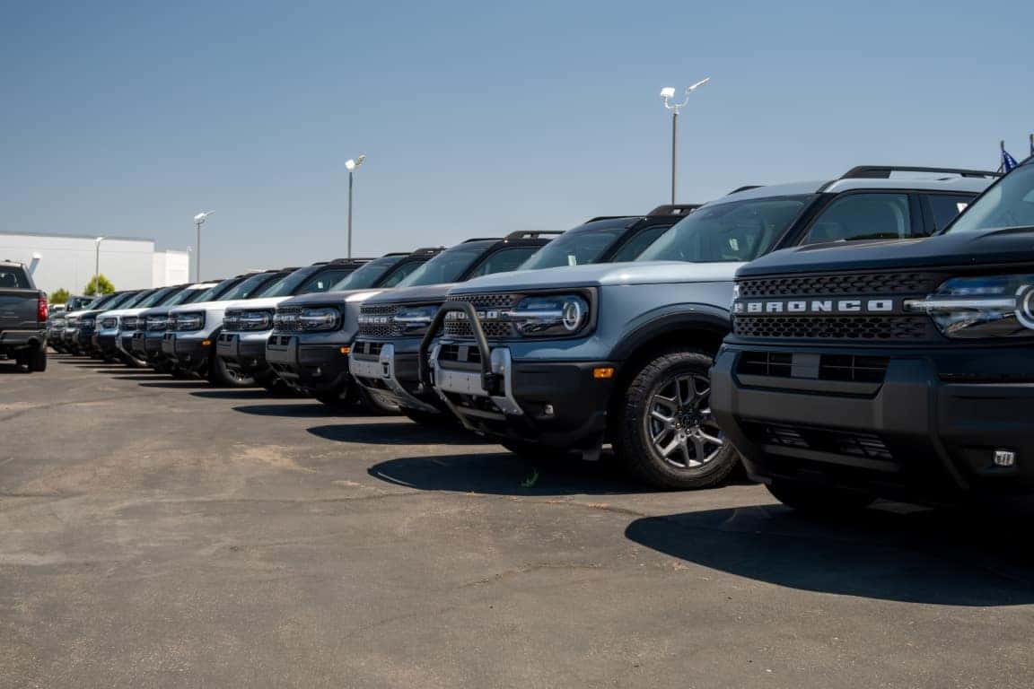 Certified pre-owned Ford vehicles displayed at a dealership