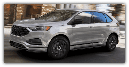 Iconic Silver Metallic Ford Edge 2024 city driving
