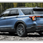 Vapor Blue Metallic Ford Explorer 2025 by a river
