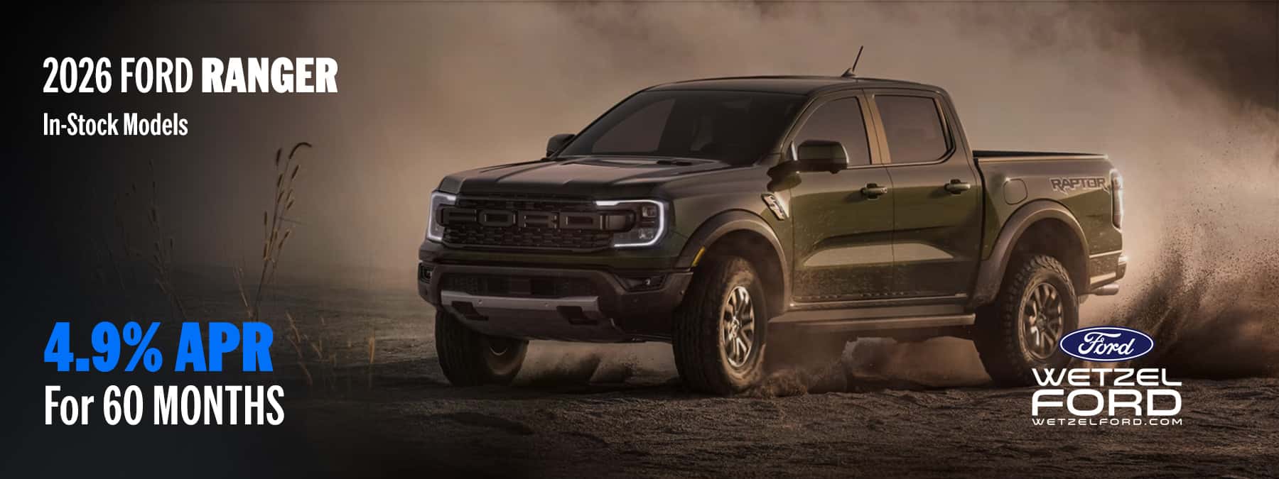 2026 Ford Ranger 4.9% APR for 60 mos.