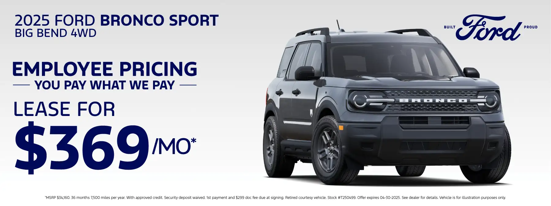 2025 Ford Bronco Sport Big Bend - Lease for $369 a month for 36 months 7,500 miles per year*