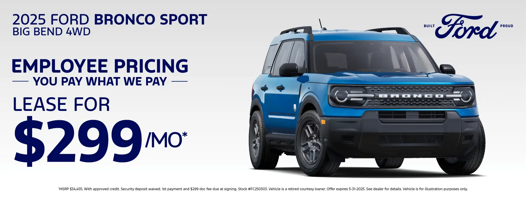 2025 Ford Bronco Sport Big Bend (FC250303) - Lease for $299 a month for 39 months 5,000 miles per year*