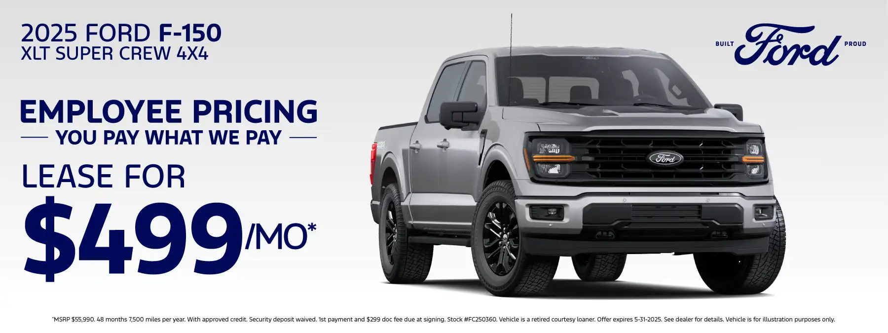 2025 Ford F-150 XLT (FC250360) - Lease for $499 a month for 48 months 7,500 miles per year*