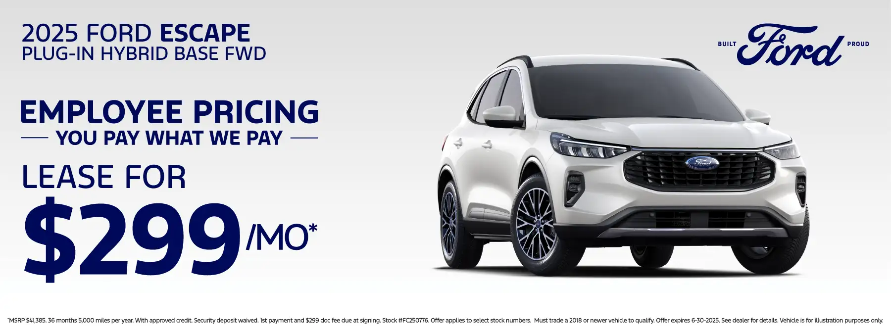 2025 Ford Escape PHEV (FC250776) - Lease for $299 a month for 36 months 5,000 miles per year*