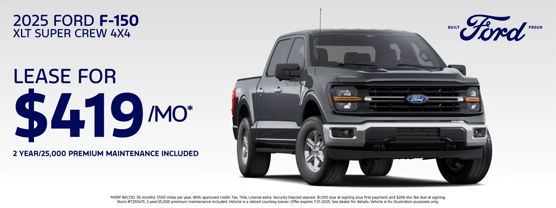 2025 Ford F150 XLT FC250358 - Lease for $419 per month for 36 months 7,500 miles per year*