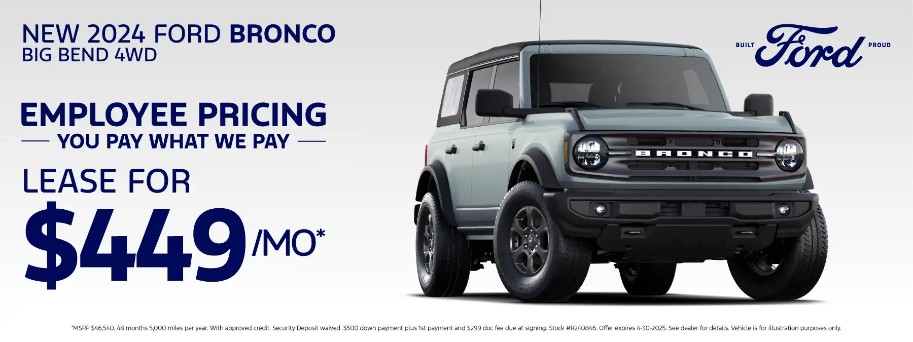 NEW 2024 Ford Bronco Big Bend - Lease for $449 a month*