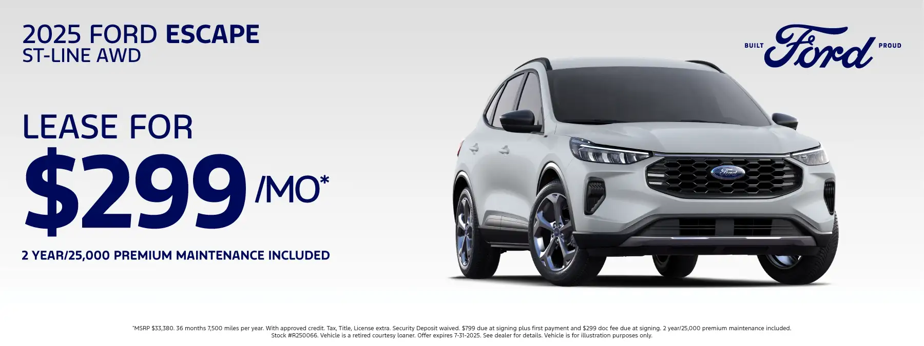 2025 Ford Escape ST Line R250066 - Lease for $299 per month for 36 months 7,500 miles per year*