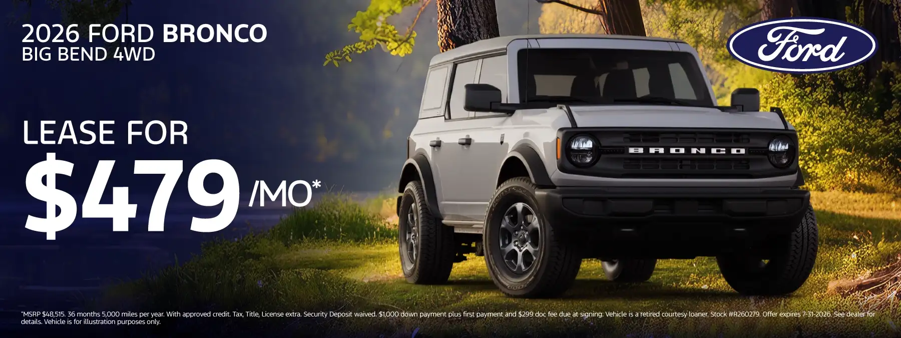 2026 Ford Bronco Big Bend 4WD #R260279 - Lease for $479/mo for 36 months 5,000 miles per year*
