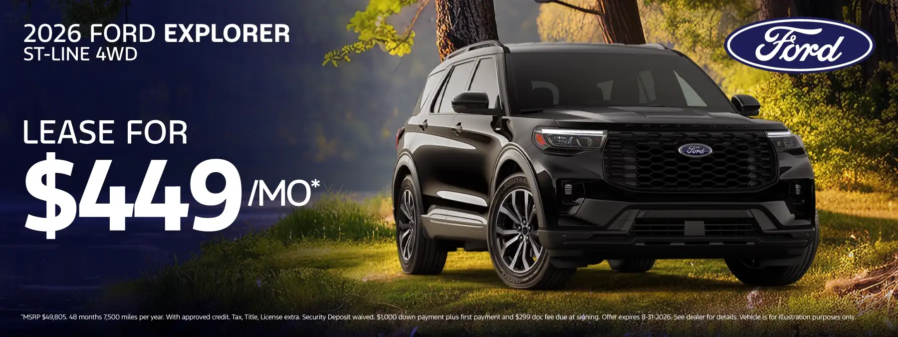 2026 Ford Explorer ST-Line 4WD #R260265 - Lease for $449/mo for 36 months 7,500 miles per year*